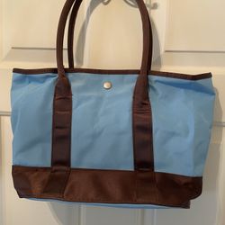 Vintage Avon Light Blue/brown Medium Tote Bag 