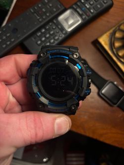 Black Digital Sport Watch with Blue Accents
