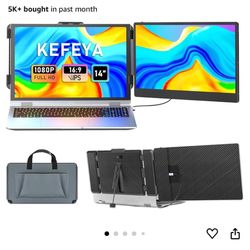 Laptop Screen Extender, 14" FHD 1080P IPS Laptop Monitor Extender Dual Screen, Portable Monitor for Laptops 13-17" with USB-C/HDMI Port, Plug n Play f