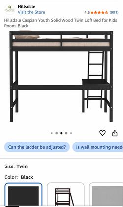FREE (2) Twin Loft Bed - black wood w/mattress