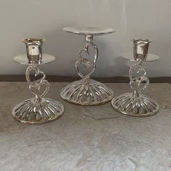 Silver Heart Wedding Unity Candle Set