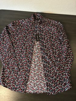 Michael Kors Men's Long-Sleeve Shirt Size L Black MK Monogram Print — New with Tags
