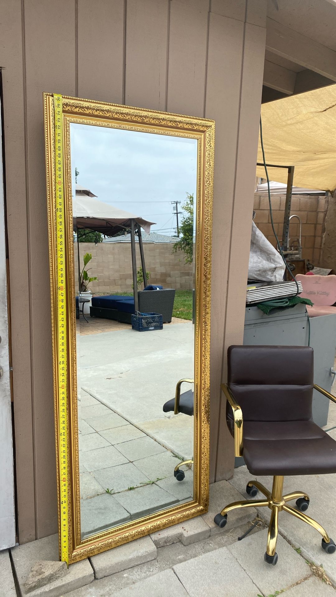 Elegant Mirror 6.4 Ft Mirror And a Elegant Leather Office Chair