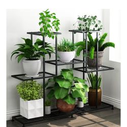 Twhep Metal Plant Stand, 5 Tiers Multifunctional Plant Stands for Indoor Plants, Decorative Black Steel Plant Shelf for Indoor Patio 