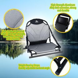 Universal Folding Kayak Seat - Aluminium Canvas Paddleboard Kayak Seats with Back Support, Suitable for Kayaking Canoeing Rafting Fishing