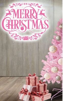  Artificial Christmas Tree Xmas Pine Tree with Metal Hinges, Perfect for Home, Office, Party, Holiday Decoration, Pink, 7ft