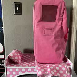Travel Case with Single Bed For American Doll