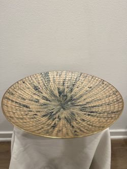 20.5”W Yellow and blues decor plate