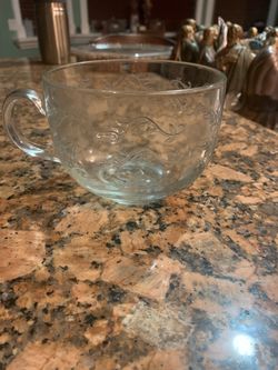Princess  houseClear Glass Cup with Embossed Floral Design