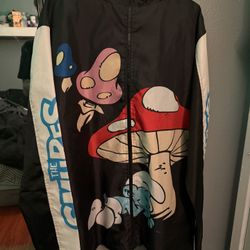 black polyester Smurfs lightweight windbreaker