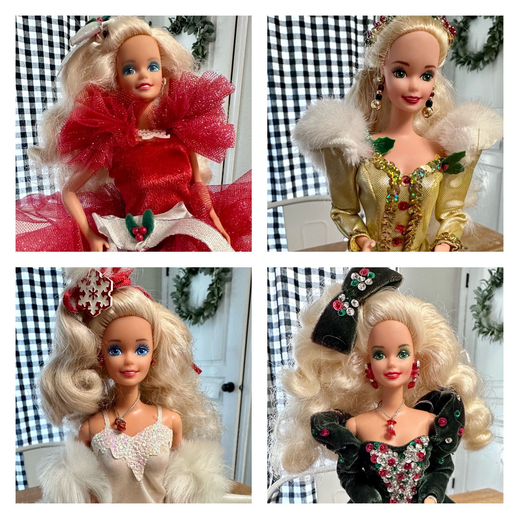 Lot Of 4 Vintage Happy Holidays Barbies