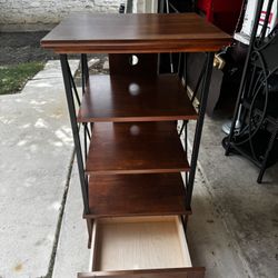 Rustic Wood & Metal Shelf Unit w/ Drawer - $70 OBO