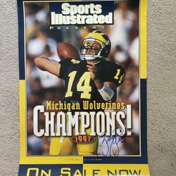 Rare 1997 Sports Illustrated Michigan Wolverines National Championship Poster Signed By Brian Griese 