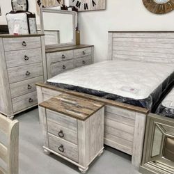 Willowton Bedroom Furniture Set 🌟 Queen, King, Twin, Full⭐$39 Down Payment with Financing ⭐ 90 Days same as cash