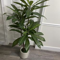Pretty Artificial Plant 5 FT Tall With White Tall Planter! Brand New 