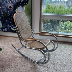 Rocking Chair - Rattan & Chrome