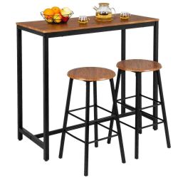 🔥BRAND NEW 3 piece Brown Dining Set Stool