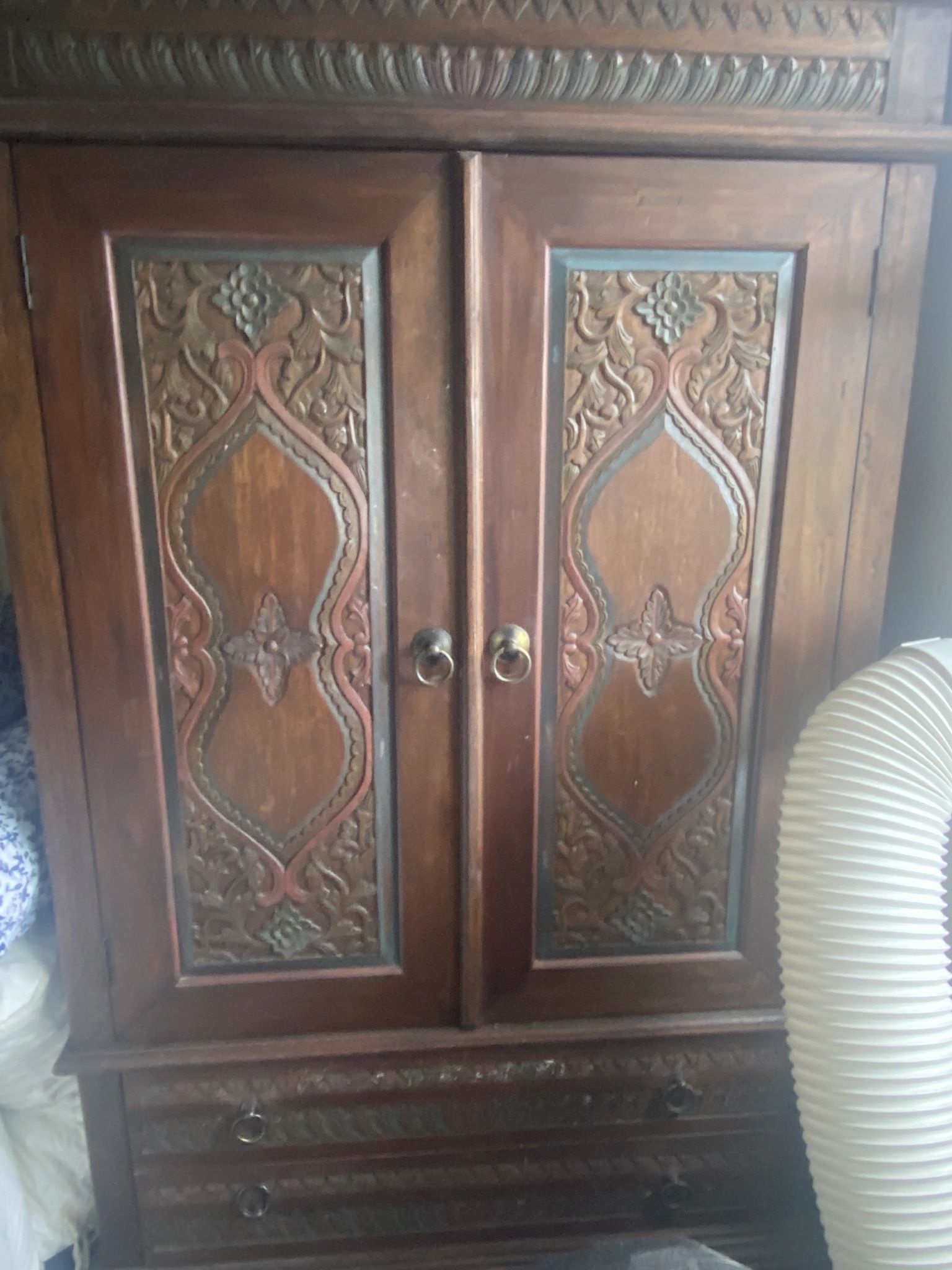 Carved Wood Armoire 