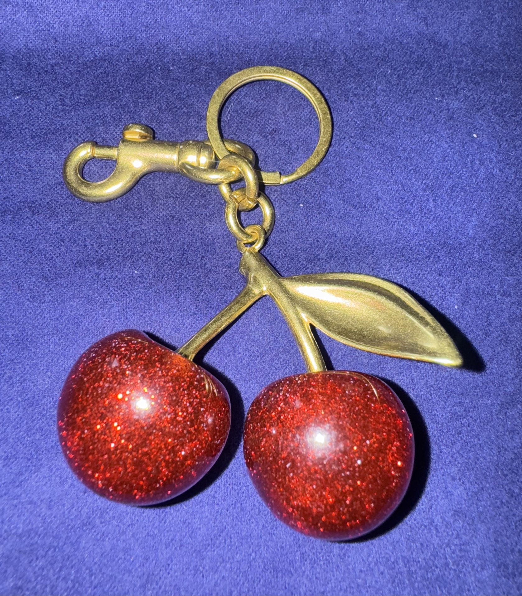 NEW Red Sparkle Cherry Large Keychain or Bag Decor