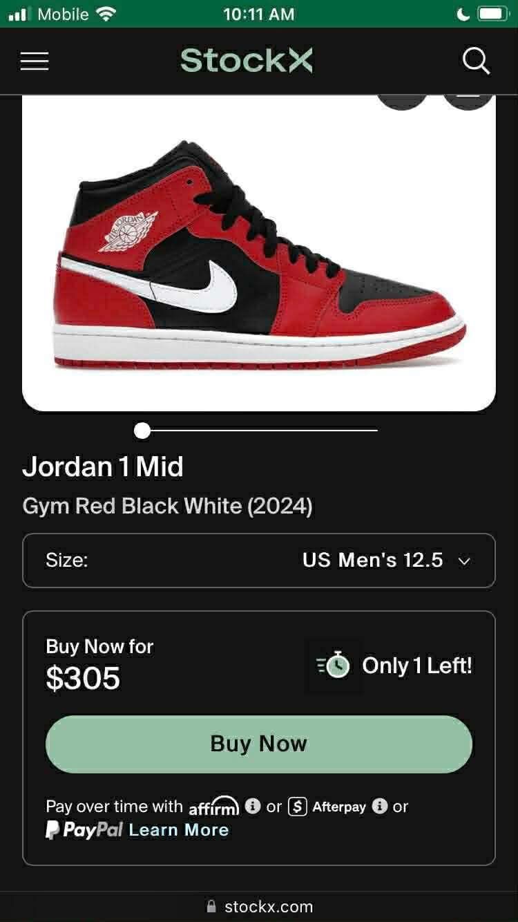 Jordan 1 Mid Size 12