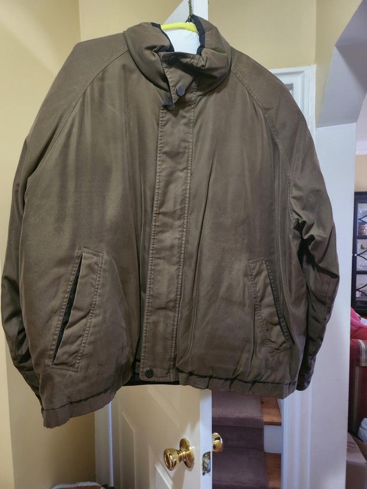 Vintage Claiborne Men’s Microfiber Bomber Jacket – Olive Green – Size 2X, Full Zip
