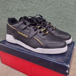 Reebok Workout Plus Leather Black/ Matte Gold Size 11.5