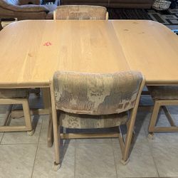 Ivory Tan Kitchen Table With 4 Chairs - Good Condition With Some Stains 