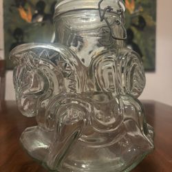 Vintage Candy Jar Amicl 1960’s Carousel Rocking Horse Mason  Jar