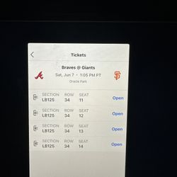 Giants Game Tickets 6/7/25