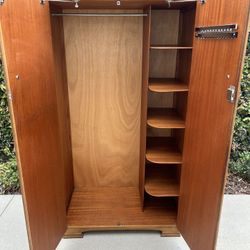Imported UK 1960s Art Deco Mid Century Modern Walnut Armoire/Wardrobe