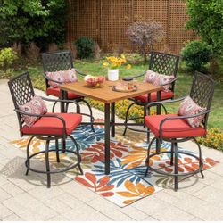 5 Piece Metal Patio Dining Set 