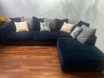 Modern Navy Blue Modular Sectional Sofa with Chaise