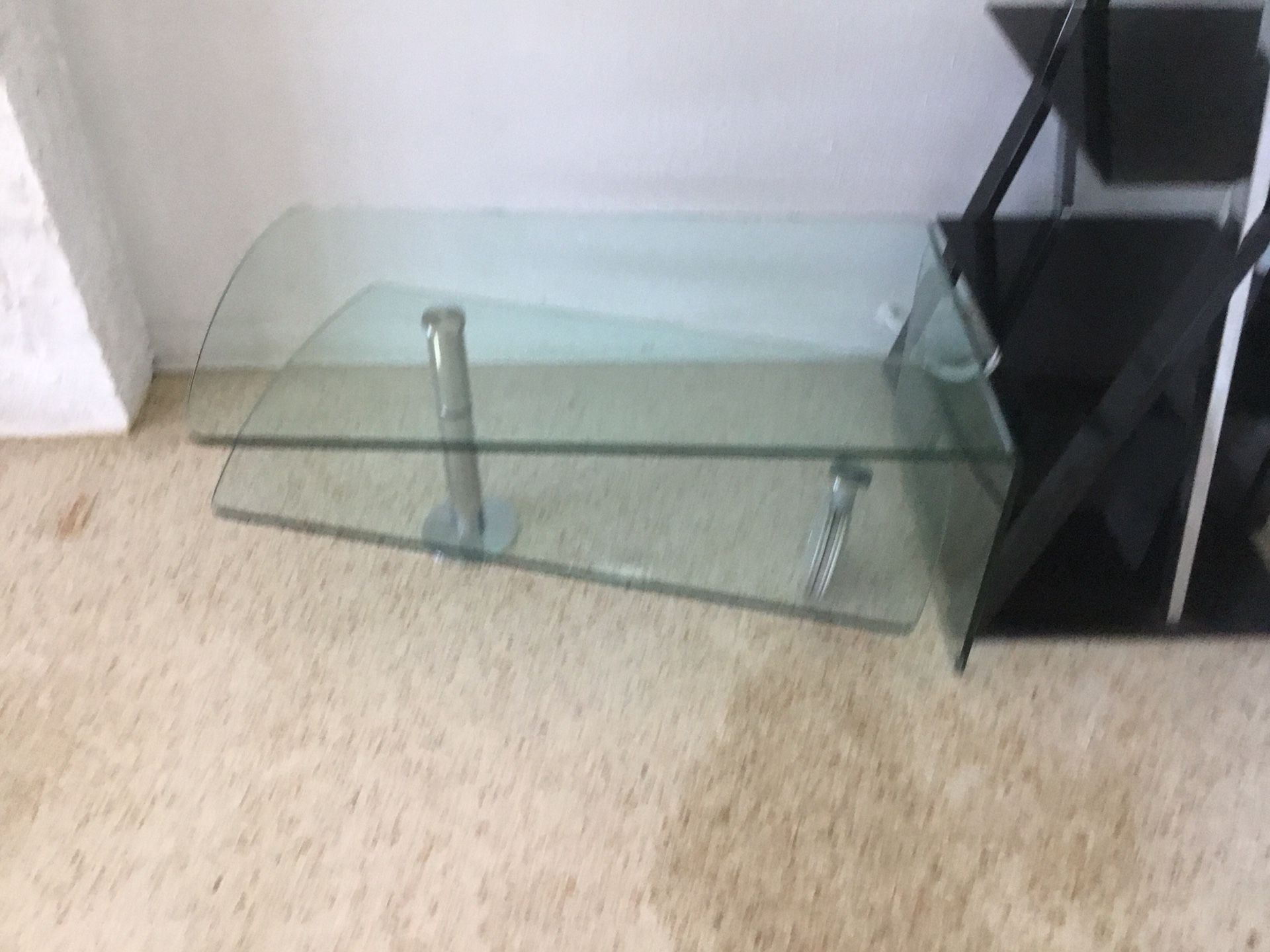 Coffee Table, Unique glass and chrome table.