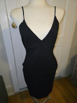 Charlotte Russe Black Spaghetti Strap Bodycon Dress  Lg