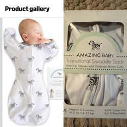 New Amazing Baby Transitional Swaddle Sack Size Medium, 3-6 Month, 14-21 lb 0.5 TOG