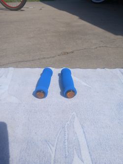 Blue bike grips