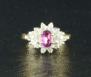 14k SPINEL AND DIAMONDS RING