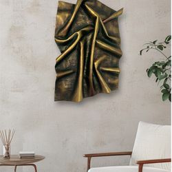 Relief textured art piece, handmade, 19x29"
