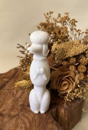 Vintage Collectible Avon Cotillion Original Cologne Milk Glass Poodle Dog Figurine