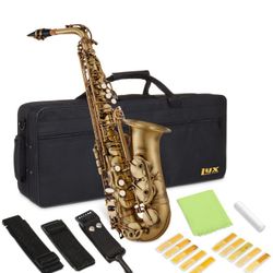 LyxJam Alto Saxophone, E-Flat Brass Sax Beginners Kit