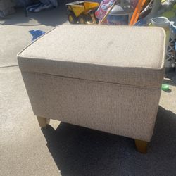 Beige Storage Ottoman 