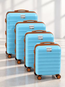 UUH Streamer Blue 4-Piece Luggage Set – 16”, 20”, 24” & 28”