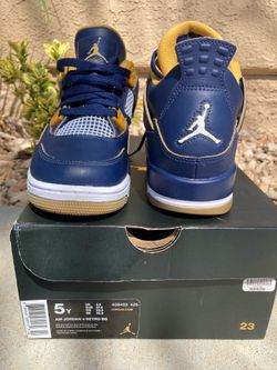 Nike Air Jordan 4 Retro BG Youth Size 5 Navy Gold Shoes
