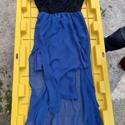 Blue long back dress