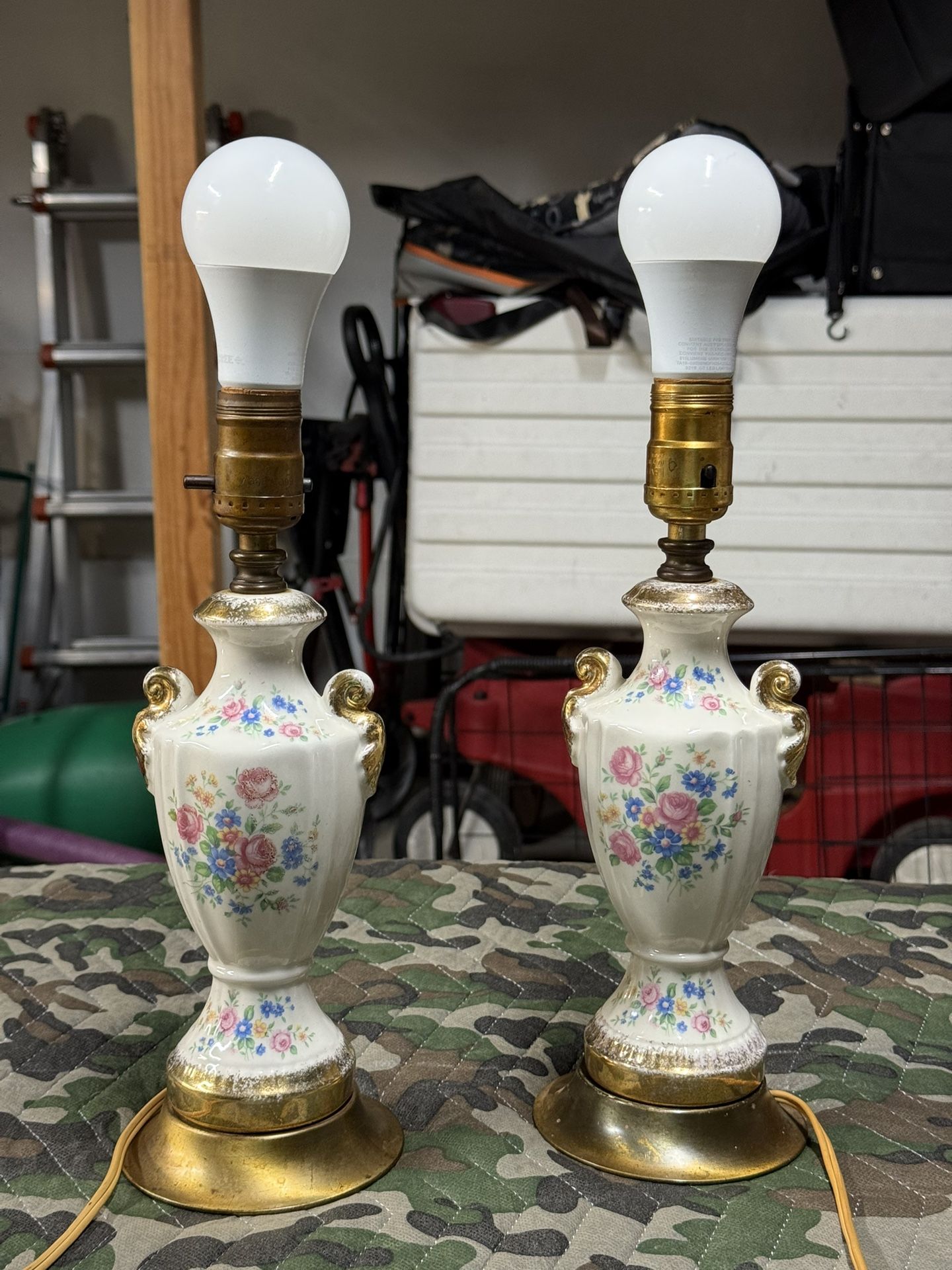 Vintage porcelain lamp stands