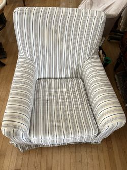 Striped Armchair – Custom Cover, Excellent Condition