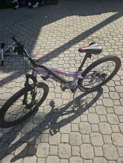 Purple Mountain Bike with Front Suspension