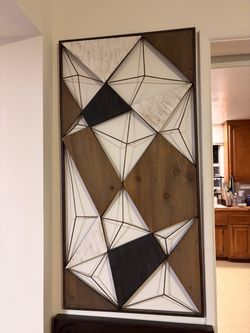 Large Geometric Wood and Metal Wall Art