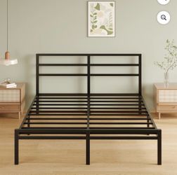 Metal bed frame compatible with a full-size mattress