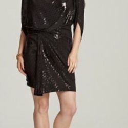 BLACK ASYMMETRICAL AND SEQUIN

DRESS by David Meister, Size 8